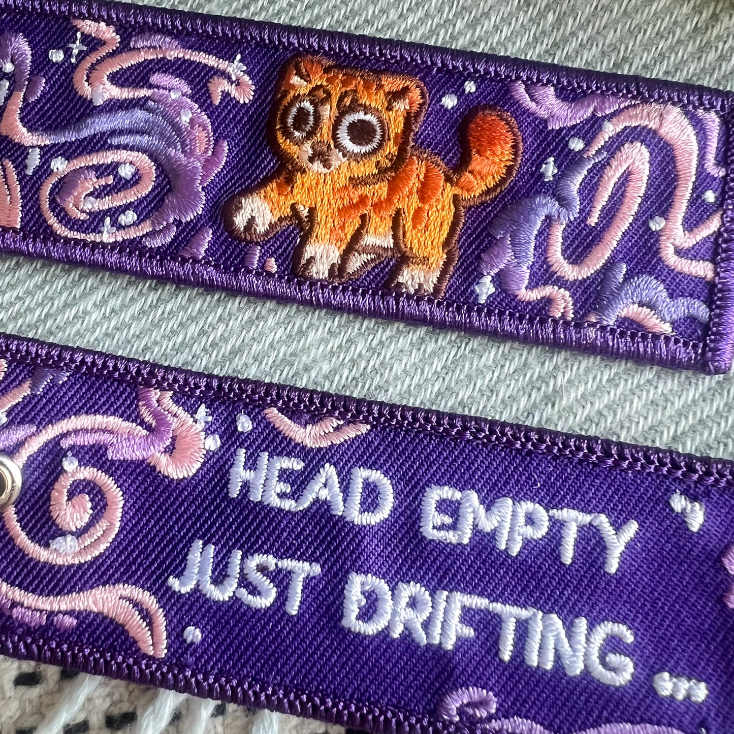 Embroidered galaxy cat keychain