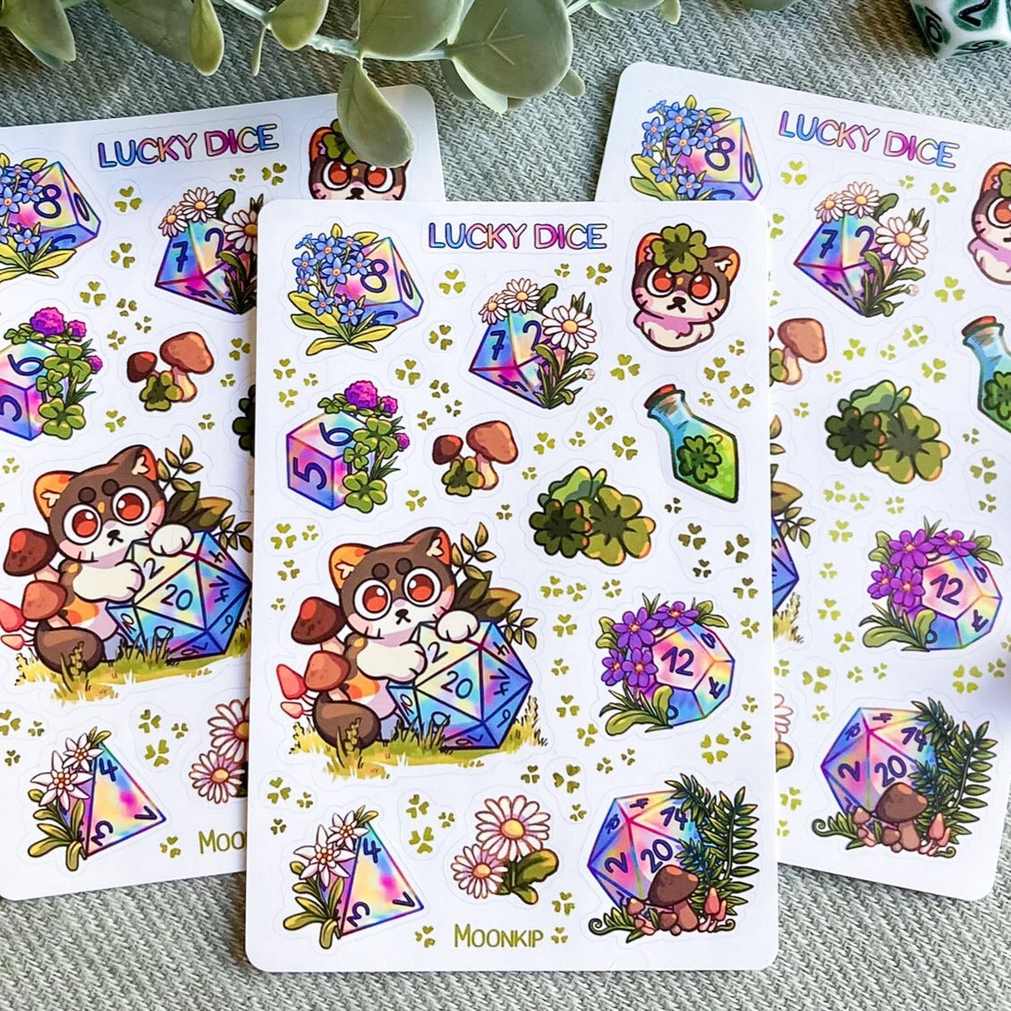 D&D Lucky Dice Sticker Sheet
