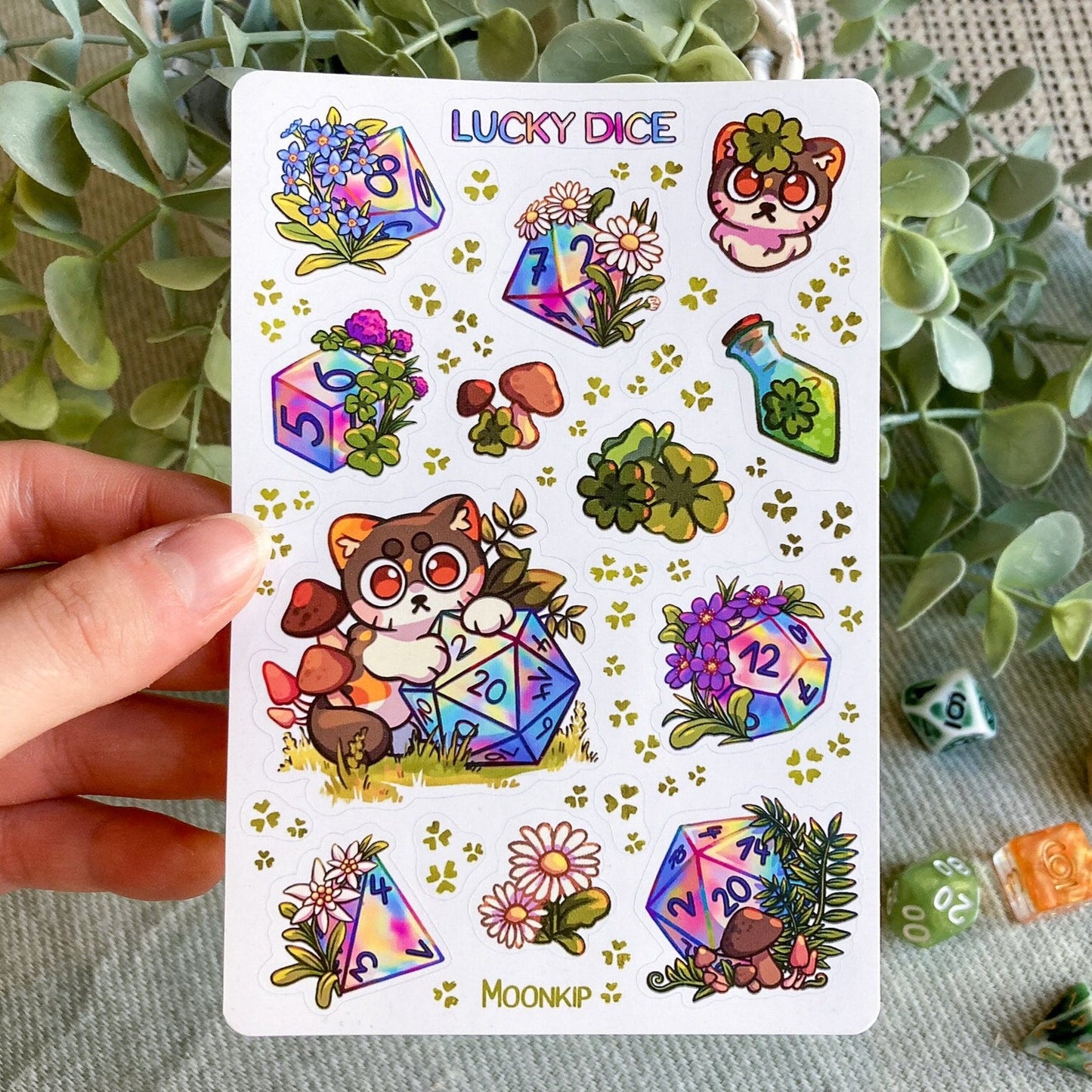 D&D Lucky Dice Sticker Sheet