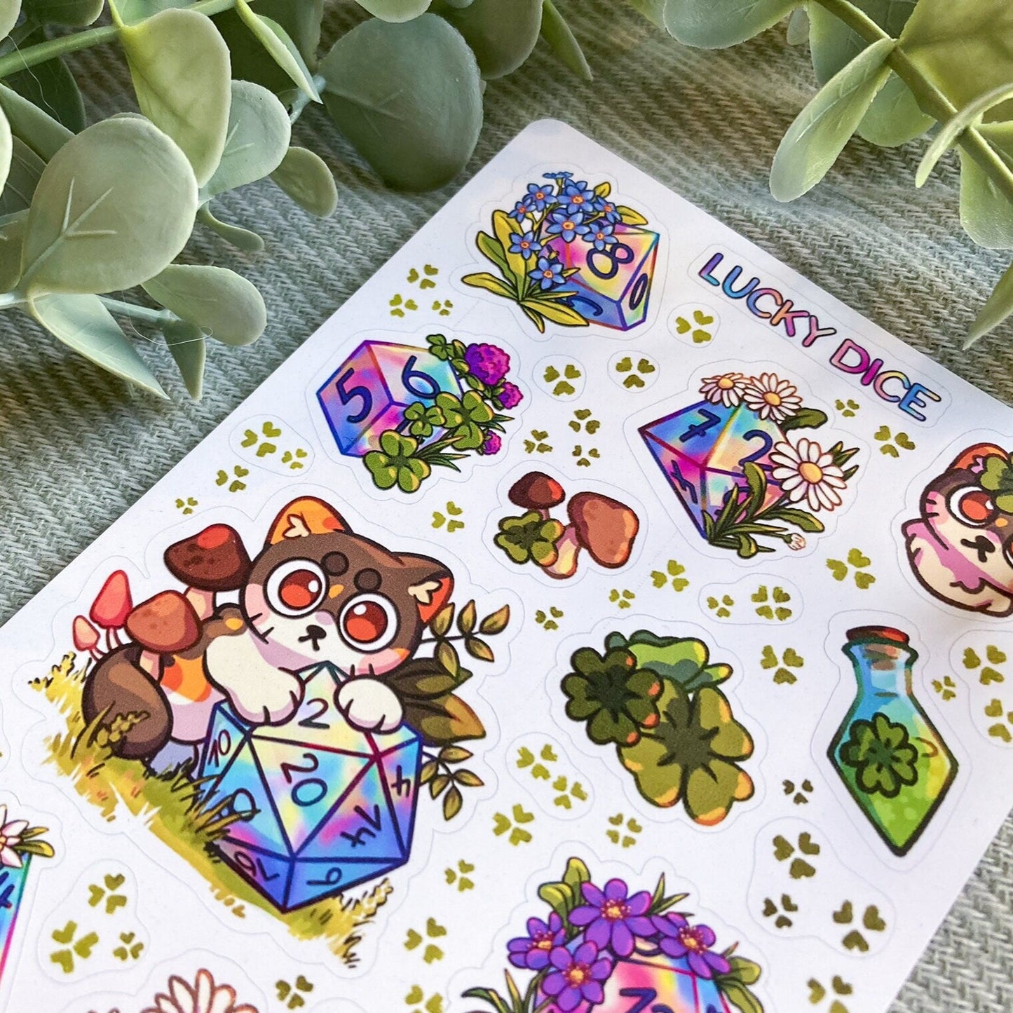 D&D Lucky Dice Sticker Sheet