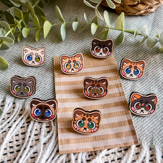 Cat Pin, Cute Wooden Pin, Bag Accessories, wooden brooch, wooden badge, Cat Brooch, Cat Badge