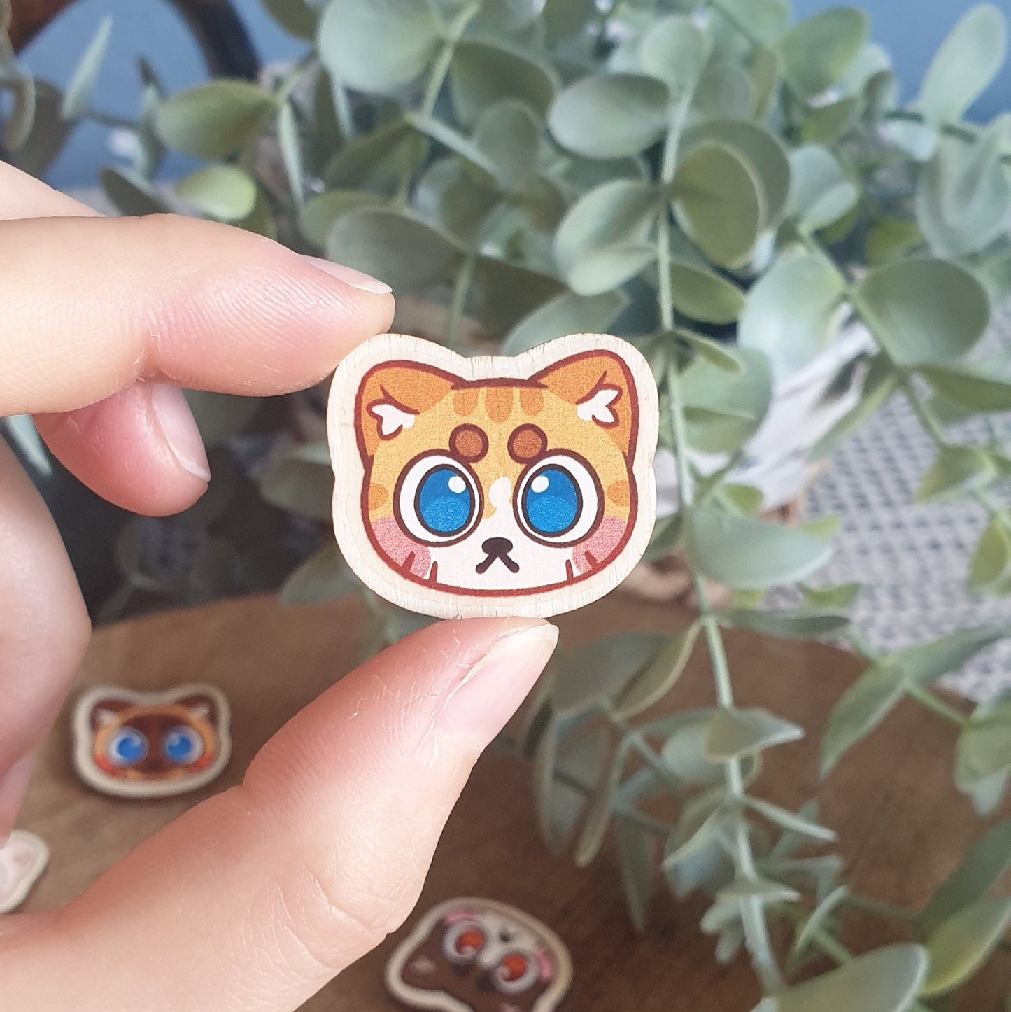 Wooden Cat Magnets